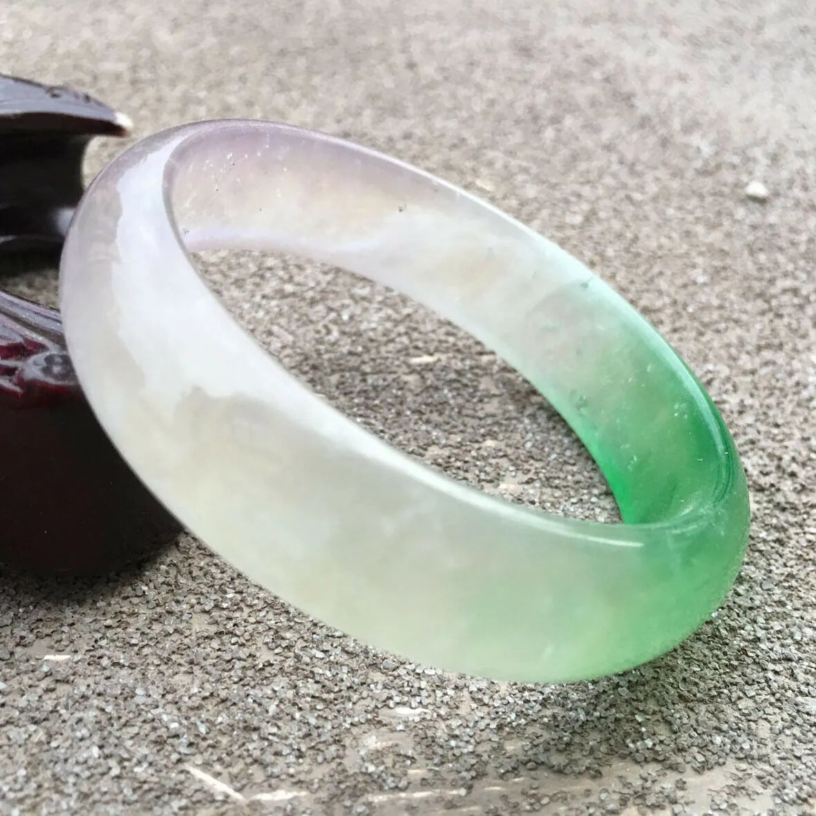 10% OFF- 54/55/56mm Certified Natural 3 Color Jadeite Emerald A*Jade HandCarved Lucky Bracelet Bangle GX627