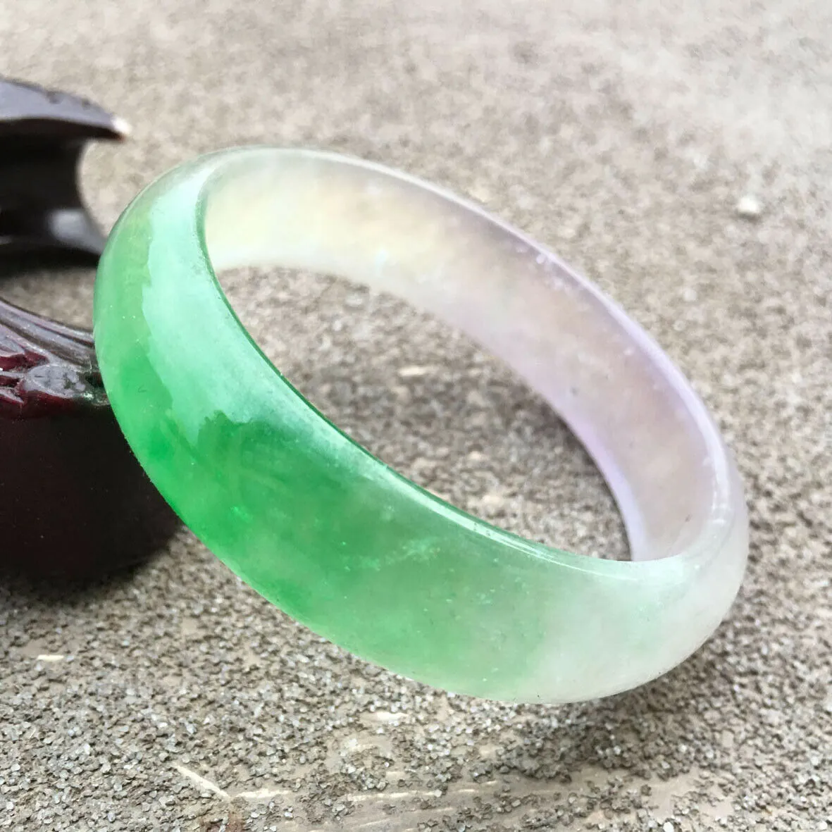 10% OFF- 54/55/56mm Certified Natural 3 Color Jadeite Emerald A*Jade HandCarved Lucky Bracelet Bangle GX627