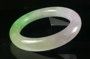 10% OFF- 56/57/58mm Certified Natural 3 Color Jadeite Emerald A*Jade HandCarved Lucky Round Bracelet Bangle GX949