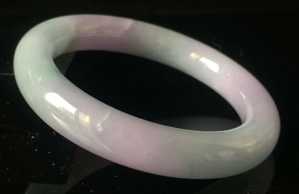 10% OFF- 57/58/59mm Certified Natural Lavender Jadeite Emerald A*Jade HandCarved Lucky Round Bracelet Bangle GX816