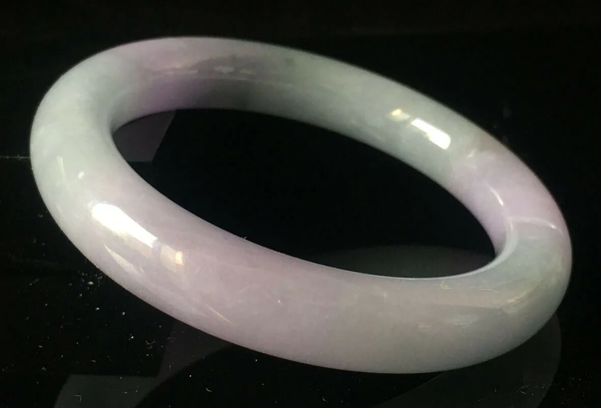 10% OFF- 57/58/59mm Certified Natural Lavender Jadeite Emerald A*Jade HandCarved Lucky Round Bracelet Bangle GX816