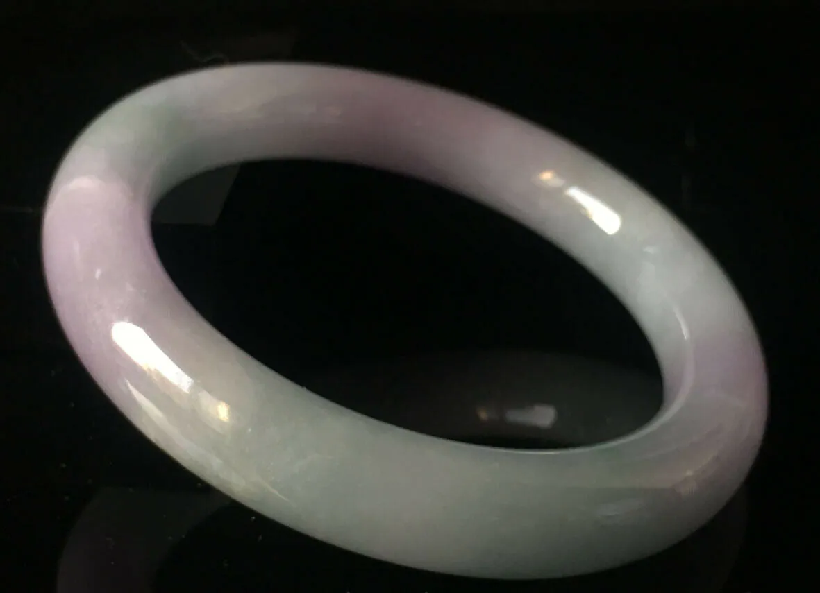 10% OFF- 57/58/59mm Certified Natural Lavender Jadeite Emerald A*Jade HandCarved Lucky Round Bracelet Bangle GX816