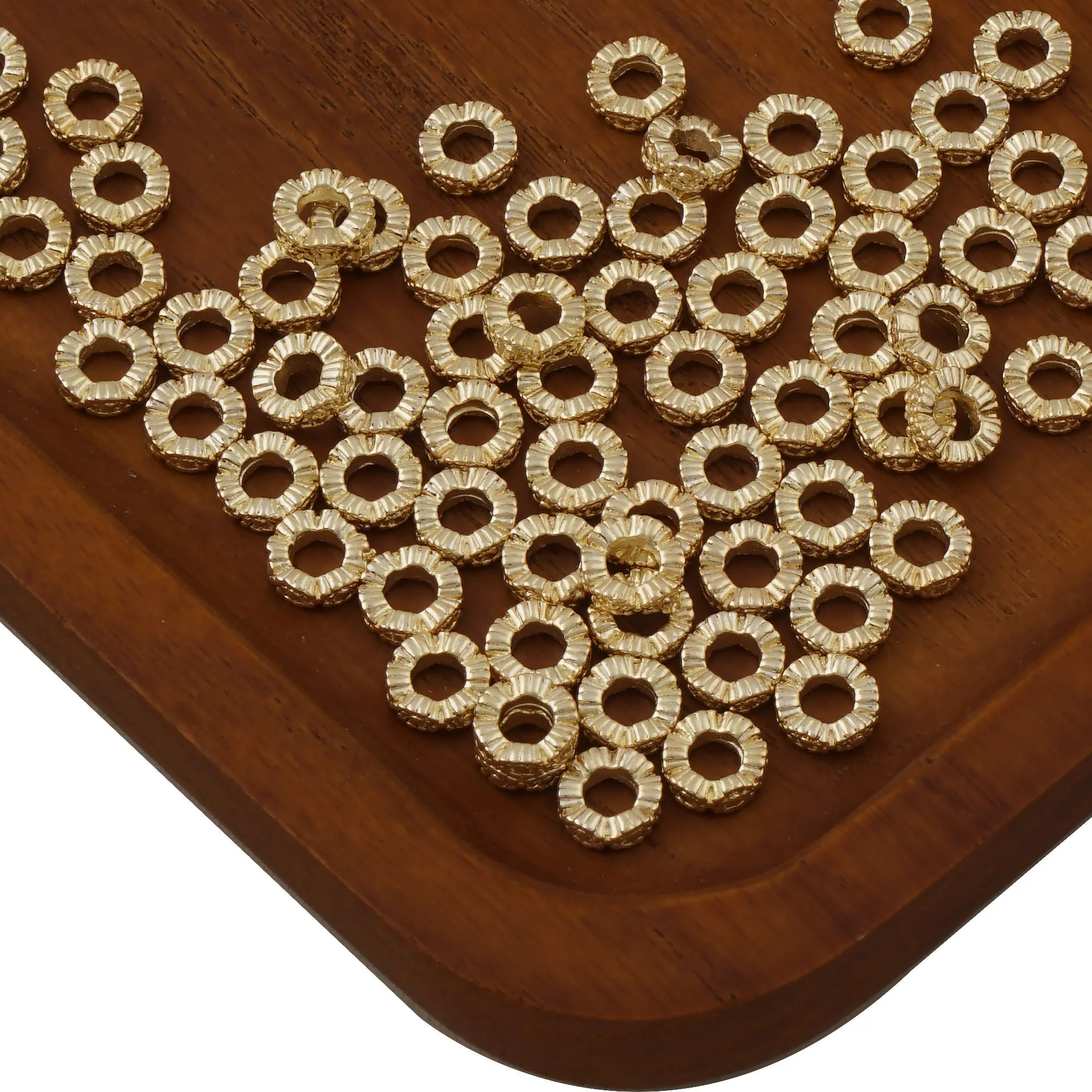 100PCS 14k Gold Filled Saucer Spacer Beads, 4.2*2.2mm Metal Round Spacer Beads, Bracelet Beads, Necklace Beads, DIY Crafts 10419750