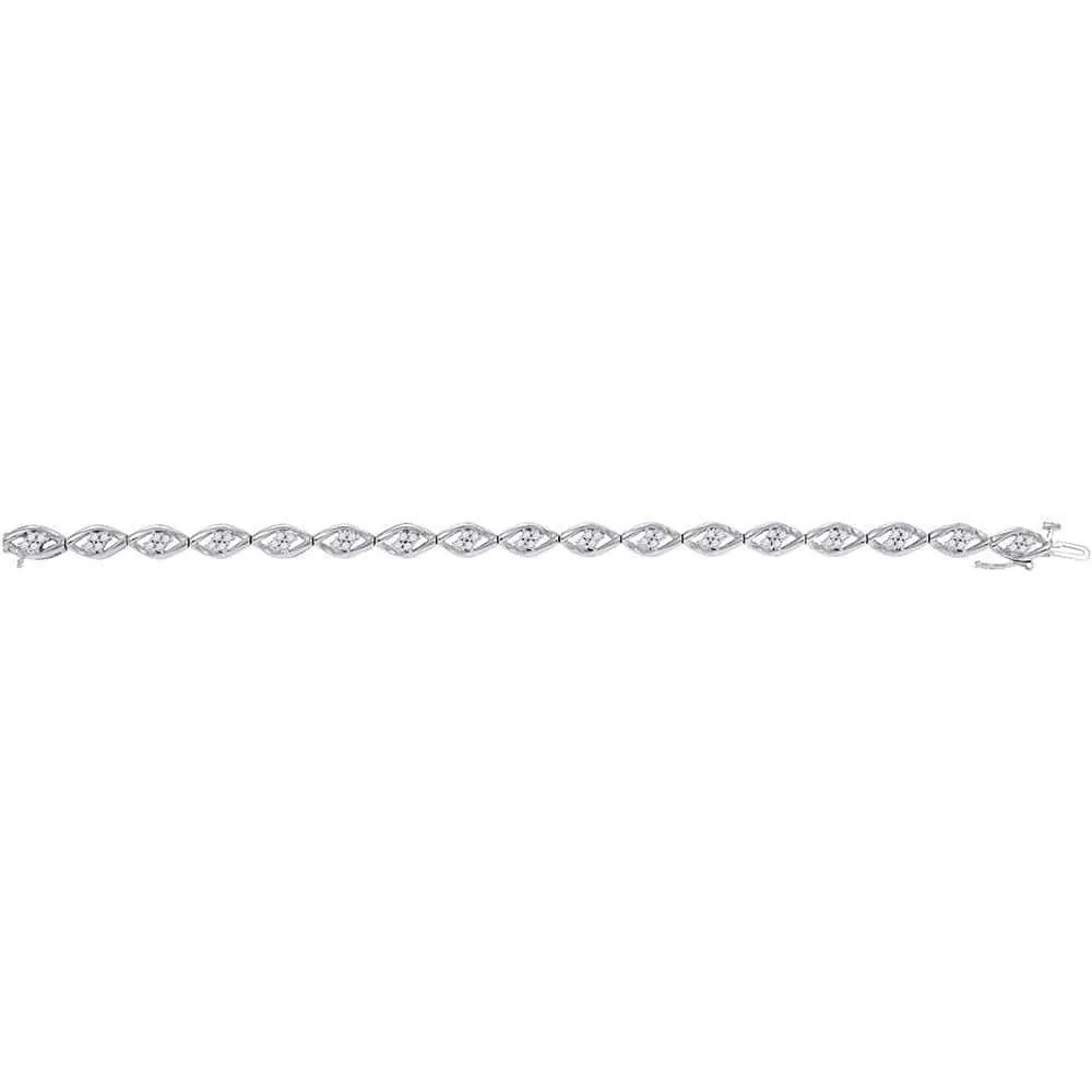 10K White Gold Womens Round Diamond Fashion Bracelet 1.00 Cttw