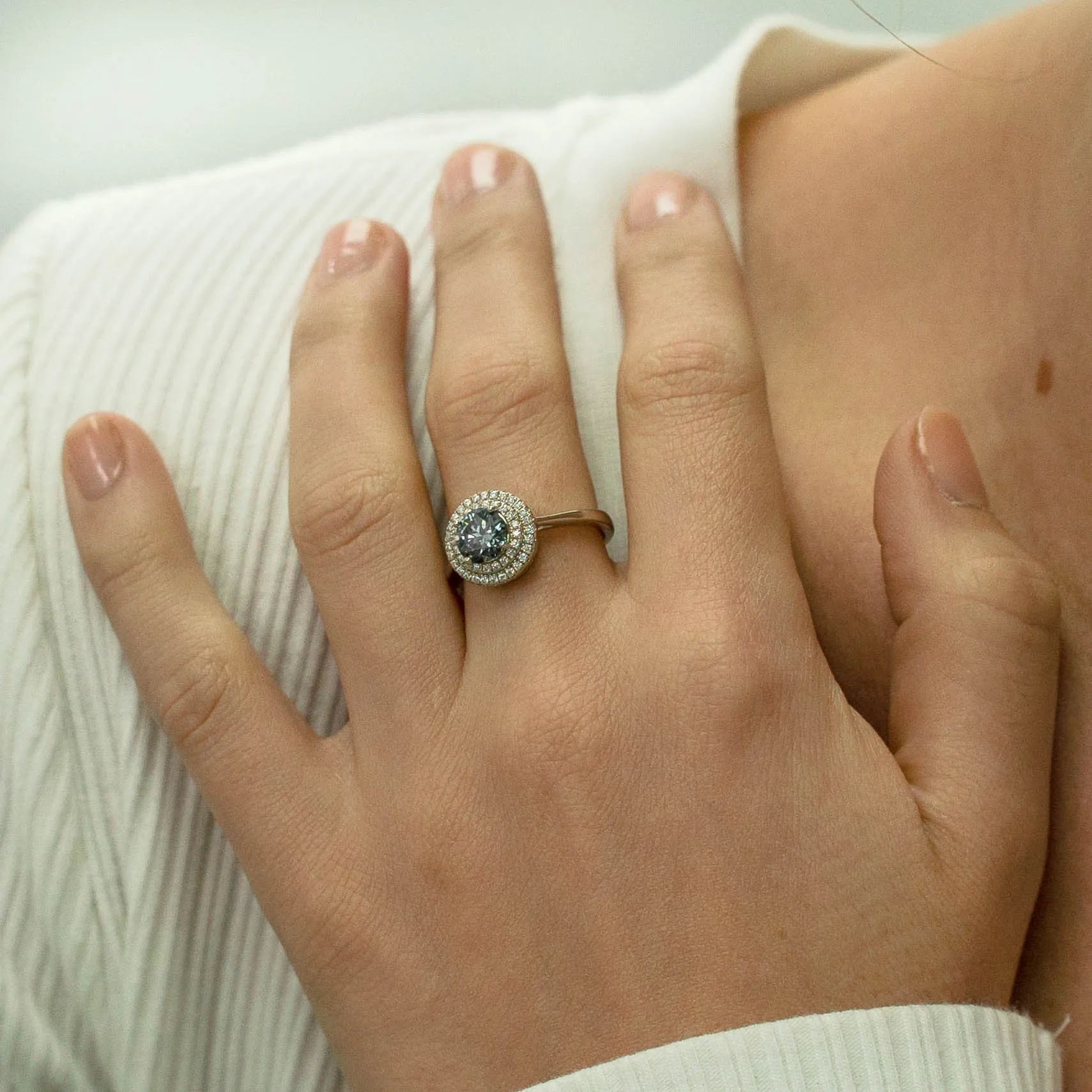 1.24 d.e.w cts Heather Moissanite Ring