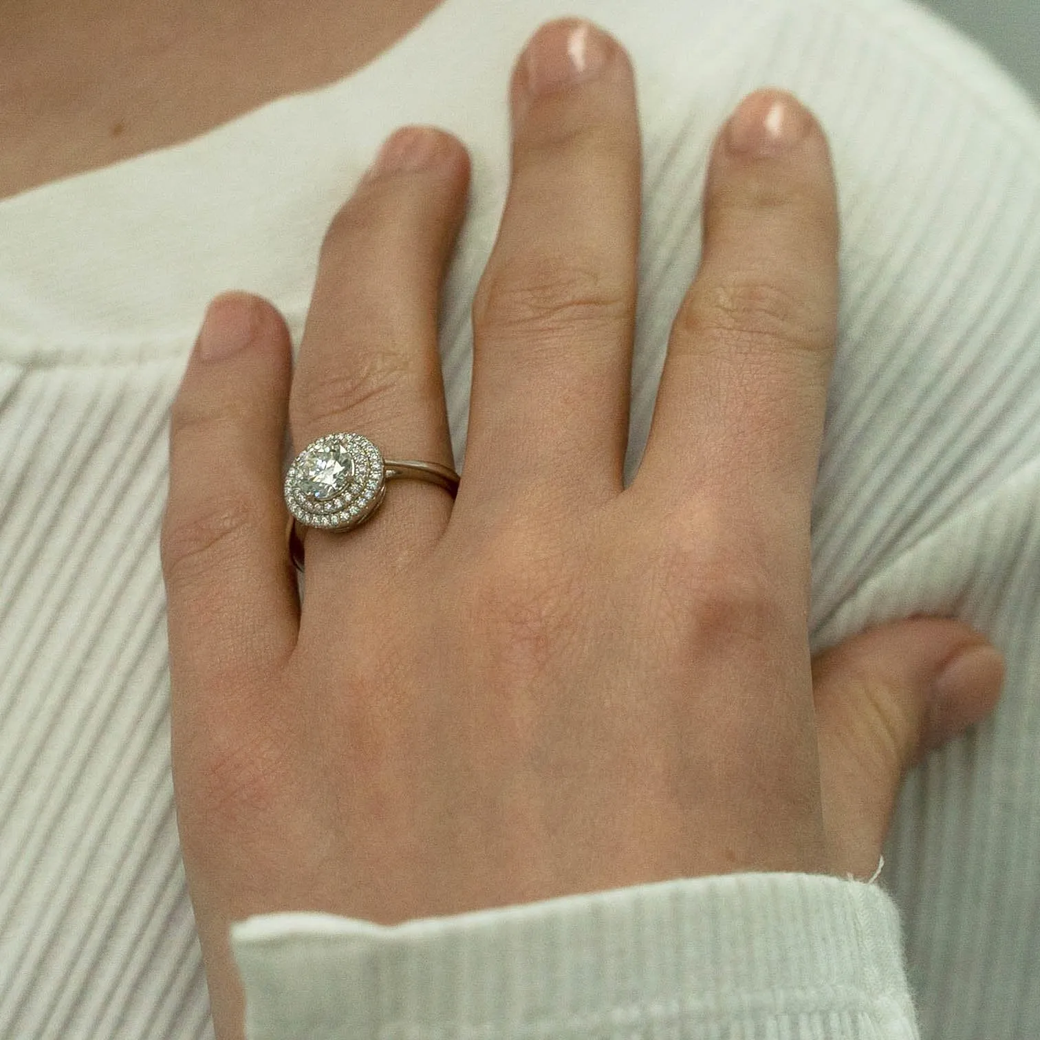 1.24 d.e.w cts Heather Moissanite Ring
