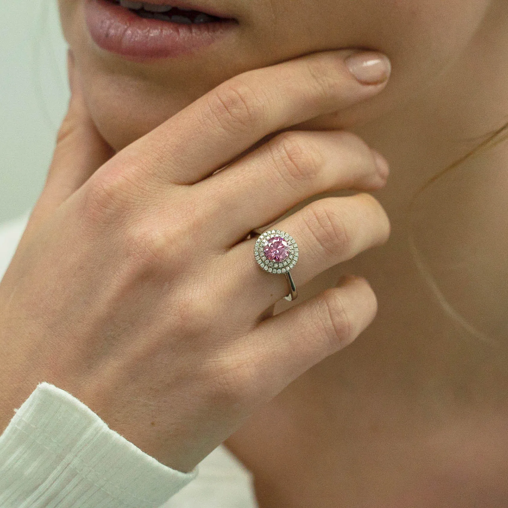 1.24 d.e.w cts Heather Moissanite Ring
