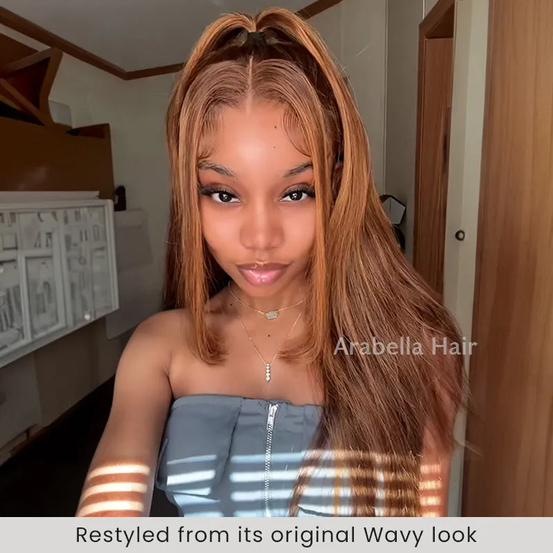 13x4 Lace Front Dark Brown With #30 Highlight Color Body Wave Bleached Knots Human Hair Wigs