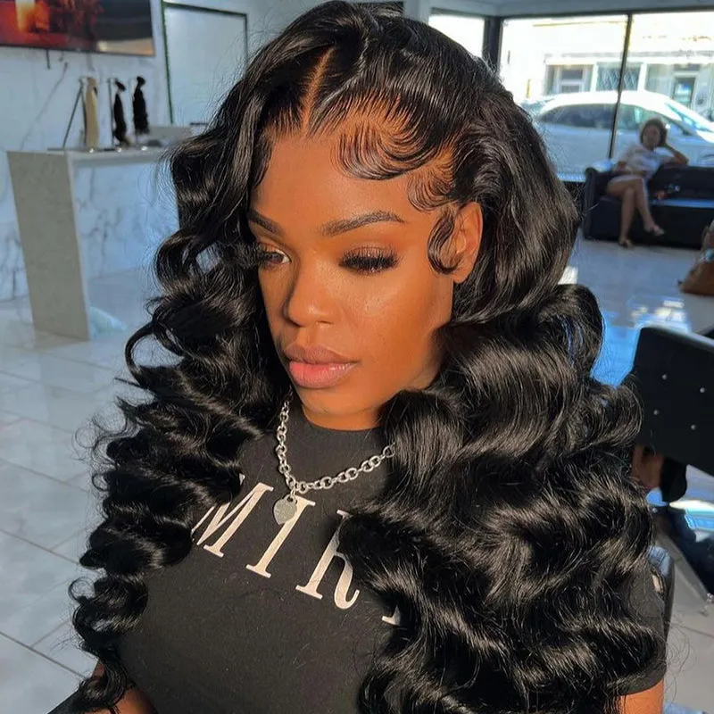 13x6 Lace Frontal Loose Wave Natural Black Human Hair Wig - Arabella Hair