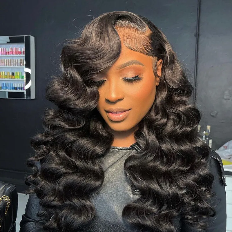 13x6 Lace Frontal Loose Wave Natural Black Human Hair Wig - Arabella Hair
