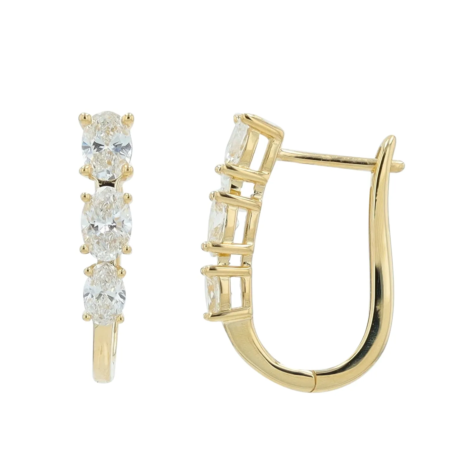 14K 1.50 CT Lab Grown Diamond Three Stone Hoops<p><strong>Lab Grown Diamond</p></strong><p><strong>More Colors Available</p></strong>