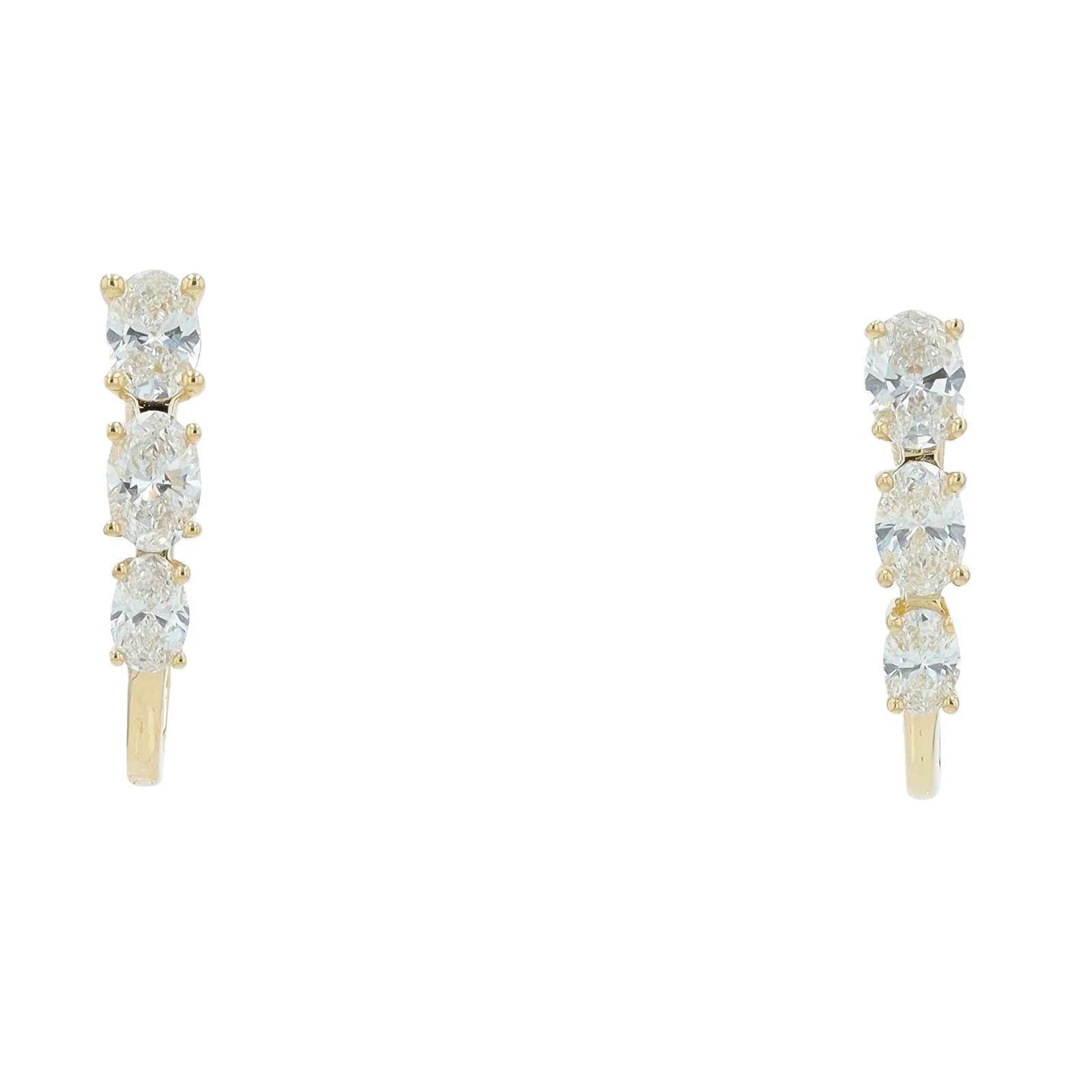 14K 1.50 CT Lab Grown Diamond Three Stone Hoops<p><strong>Lab Grown Diamond</p></strong><p><strong>More Colors Available</p></strong>