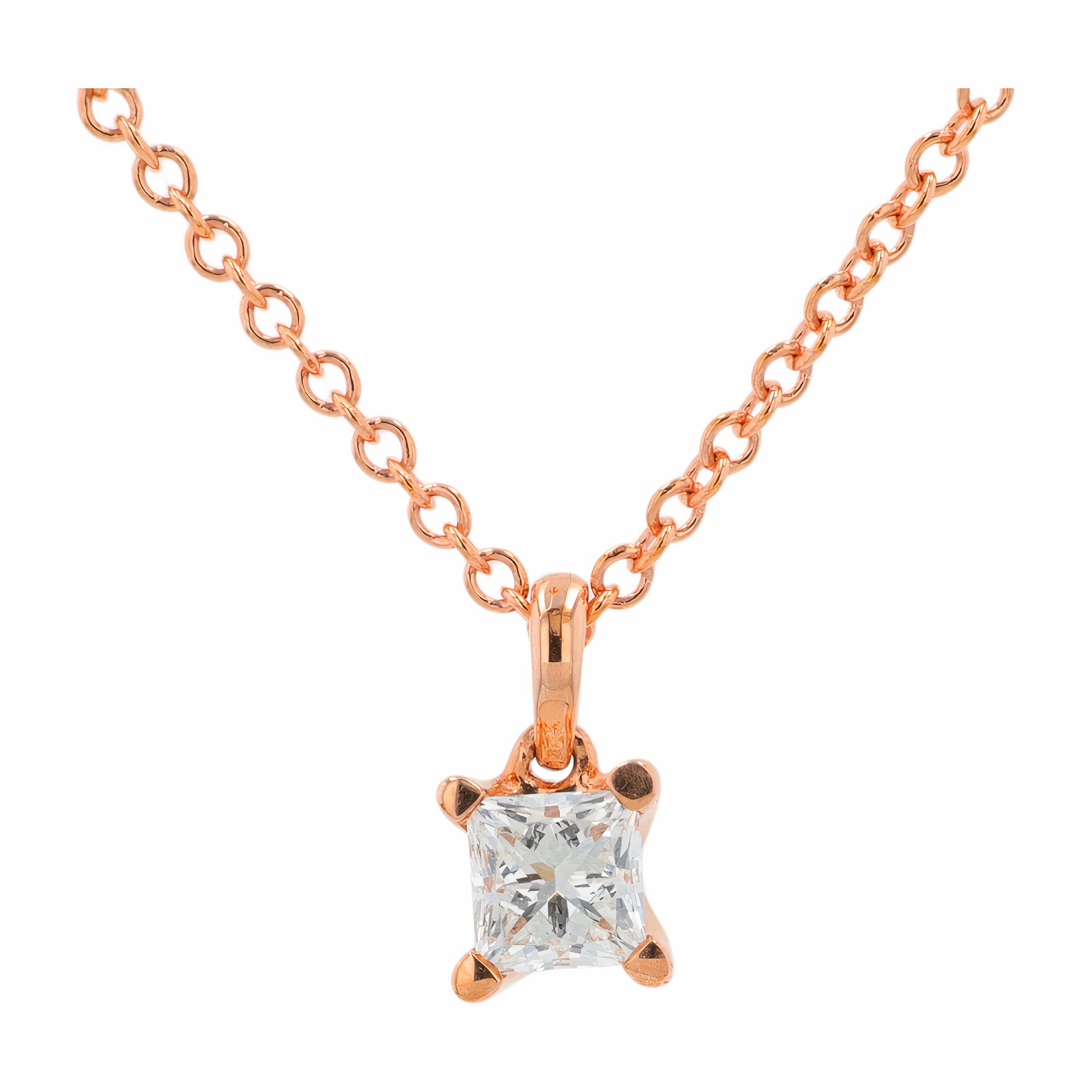 14K RG .27 CTR Lab Grown Diamond Princess Cut Pendant<p><strong>Lab Grown Diamond</p></strong><p><strong>IGI Available</p></strong>