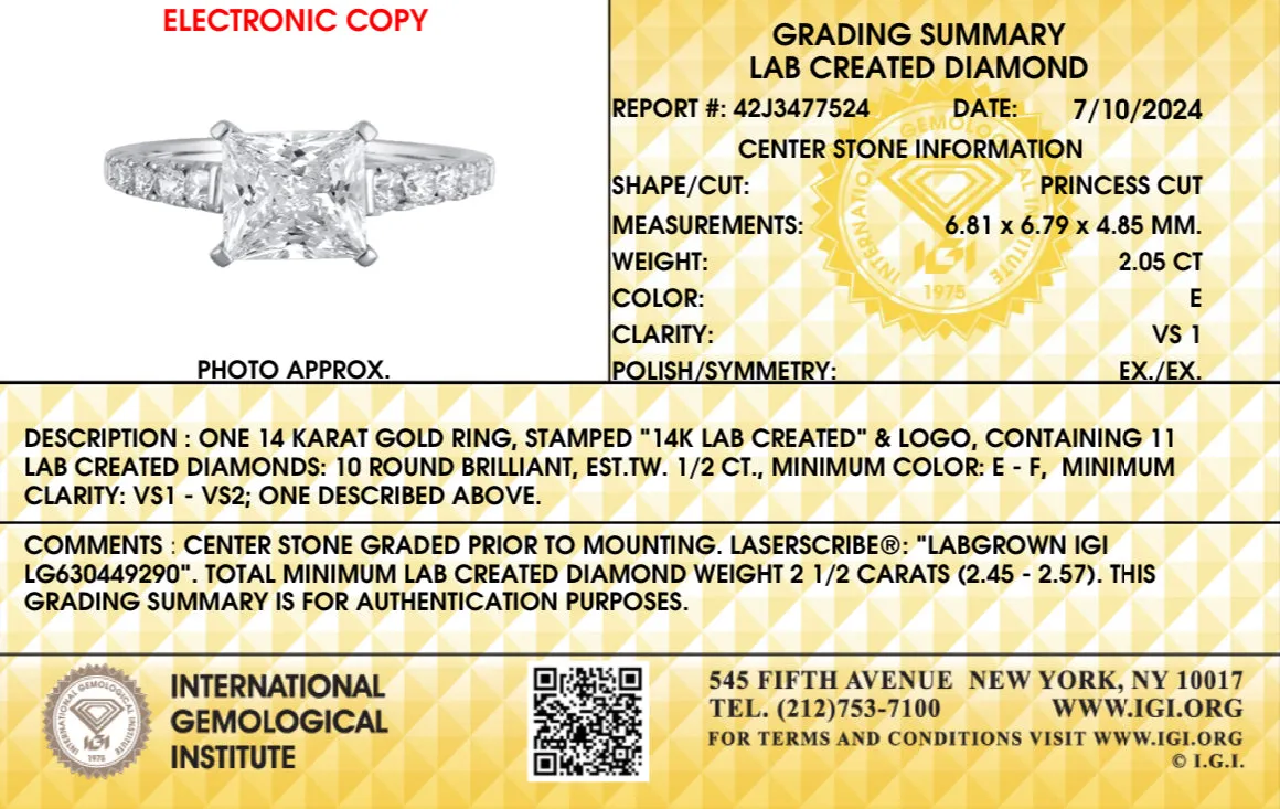 14K WG 2.50 CTW Lab Grown Diamond Engagement Ring<p><strong>Lab Grown Diamond</p></strong><p><strong>IGI Available</p></strong>