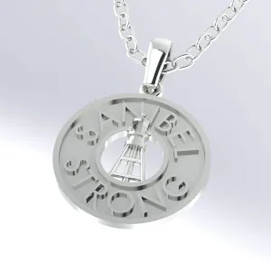 14K White Gold Sanibel Strong pendant with  1.1mm D/C Cable chain 16/18” Adjustable