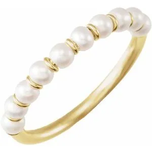 14K Yellow Cultured Freshwater Pearl Ring Size 5