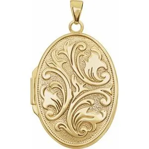14K Yellow Oval Embossed Locket