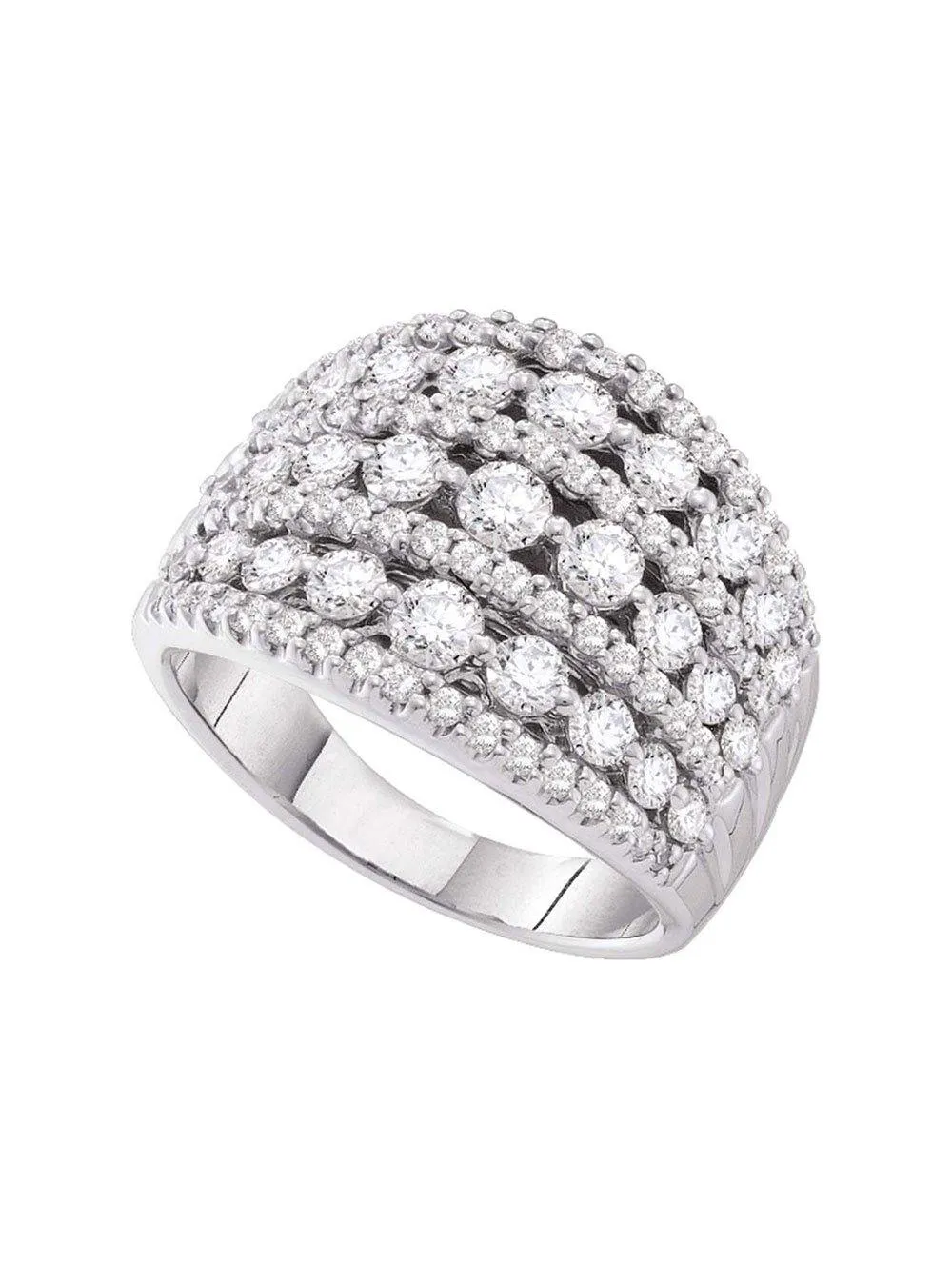 14kt White Gold Womens Round Diamond Symmetrical Fashion Band Ring 2 Cttw