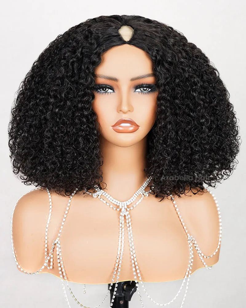 14" V-Part Deep Curly Bob Wig   12" Reddish Purple Burgundy Layered Straight Wig With Bangs