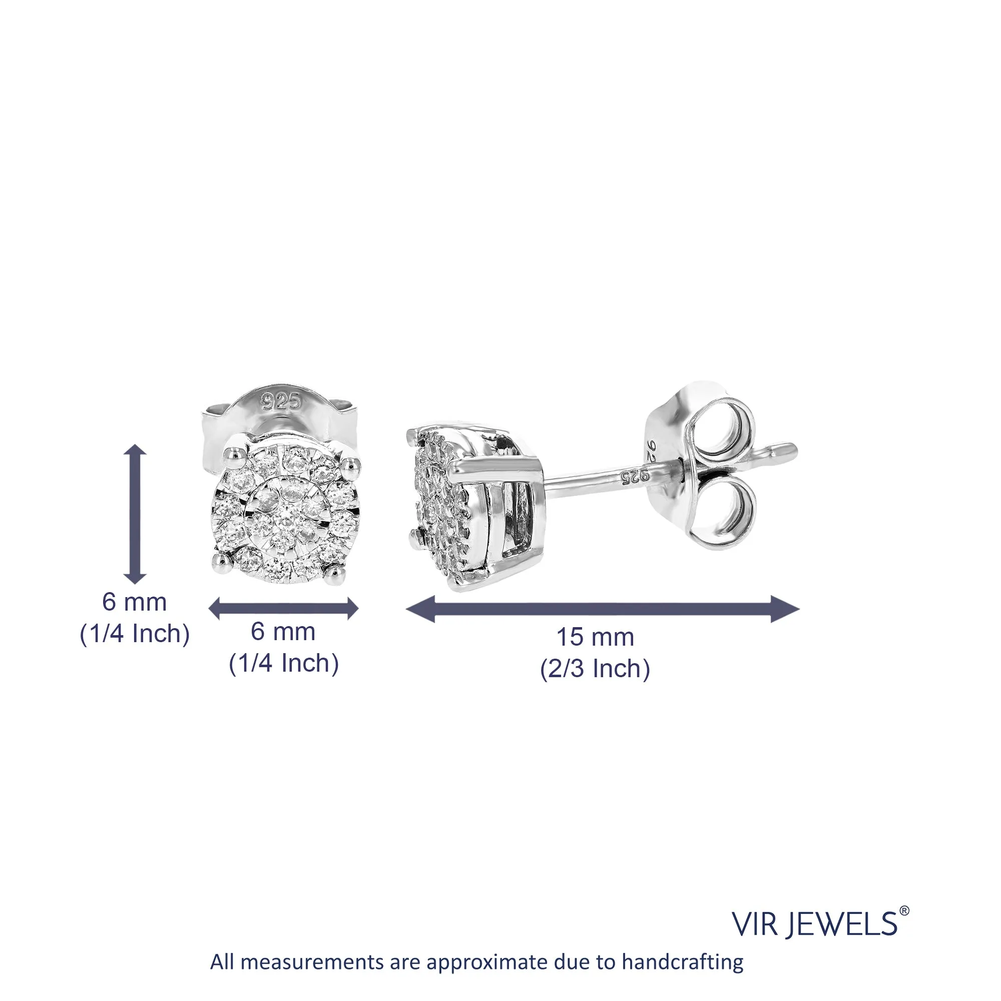 1/5 cttw Lab Grown Diamond Stud Earrings in .925 Sterling Silver