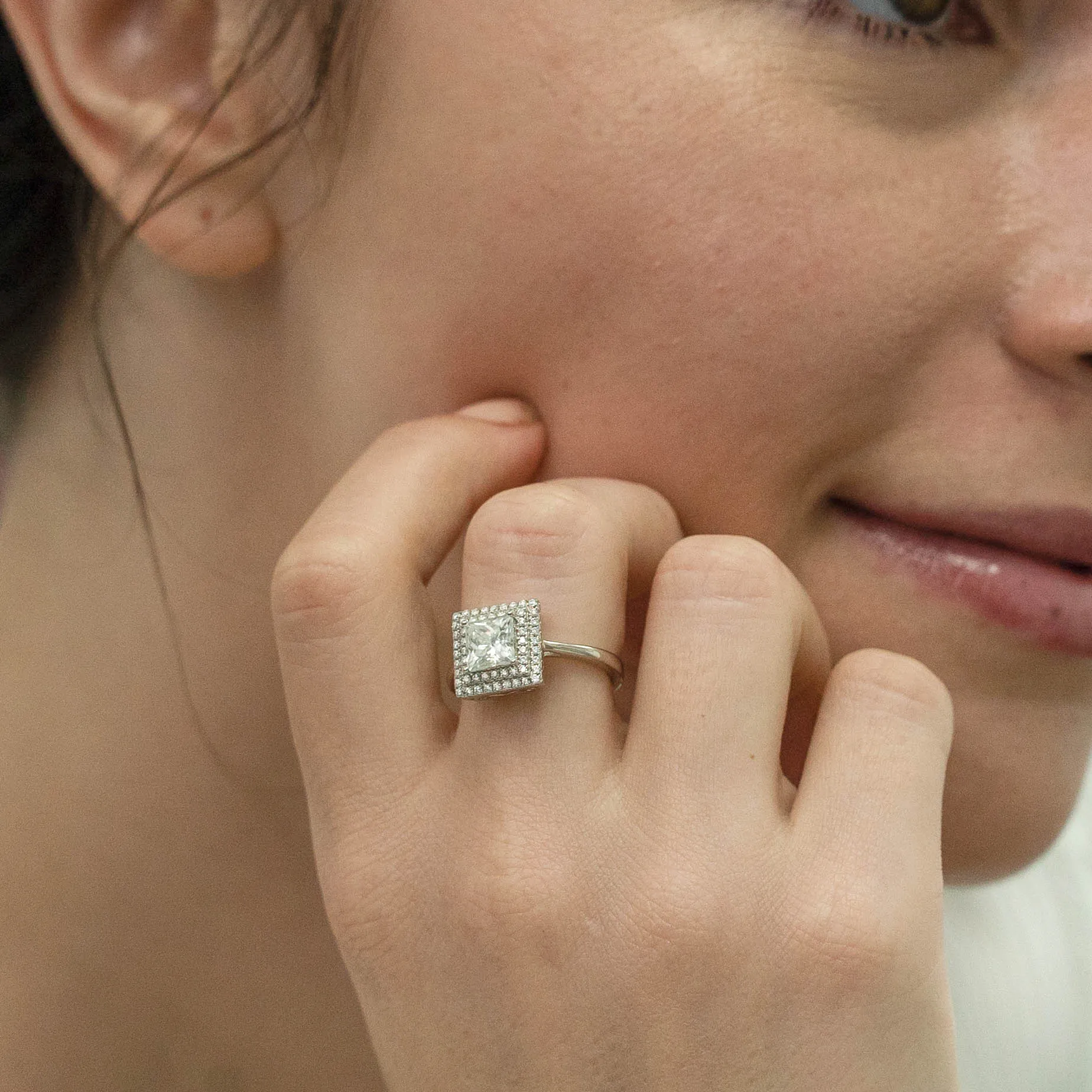 1.58 d.e.w cts Heather Moissanite Ring