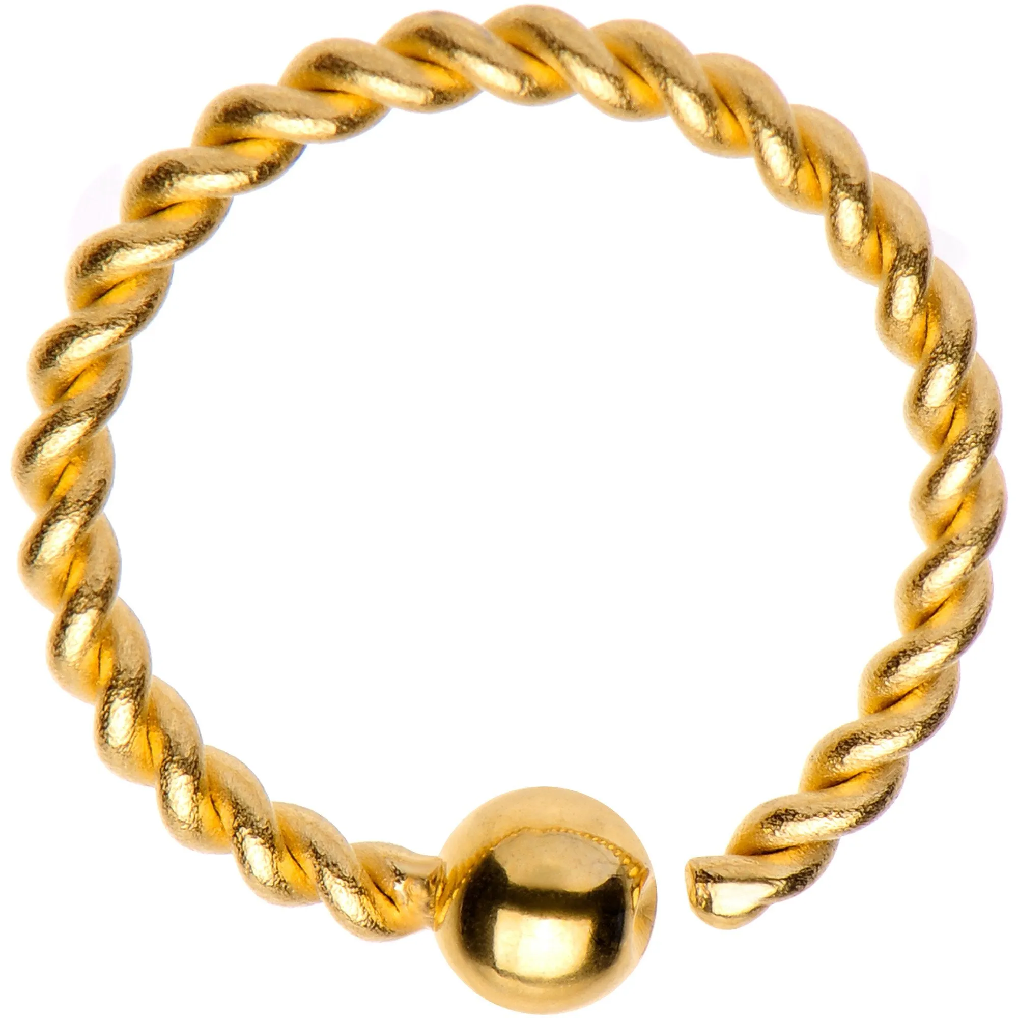 16 Gauge 3/8" Gold Tone IP So Twisted Captive Style Seamless Ring