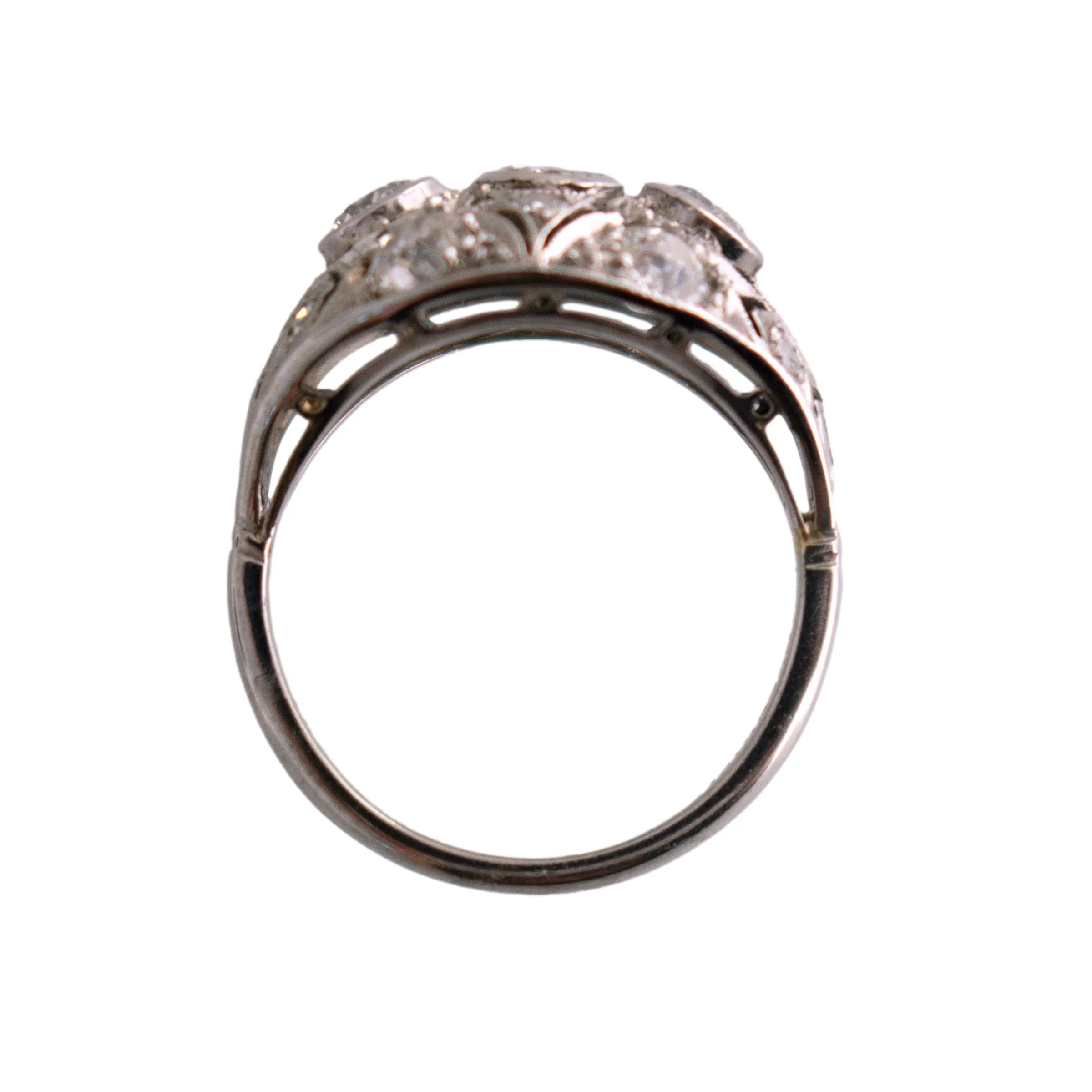 18K White Gold Diamond Filigree Ring