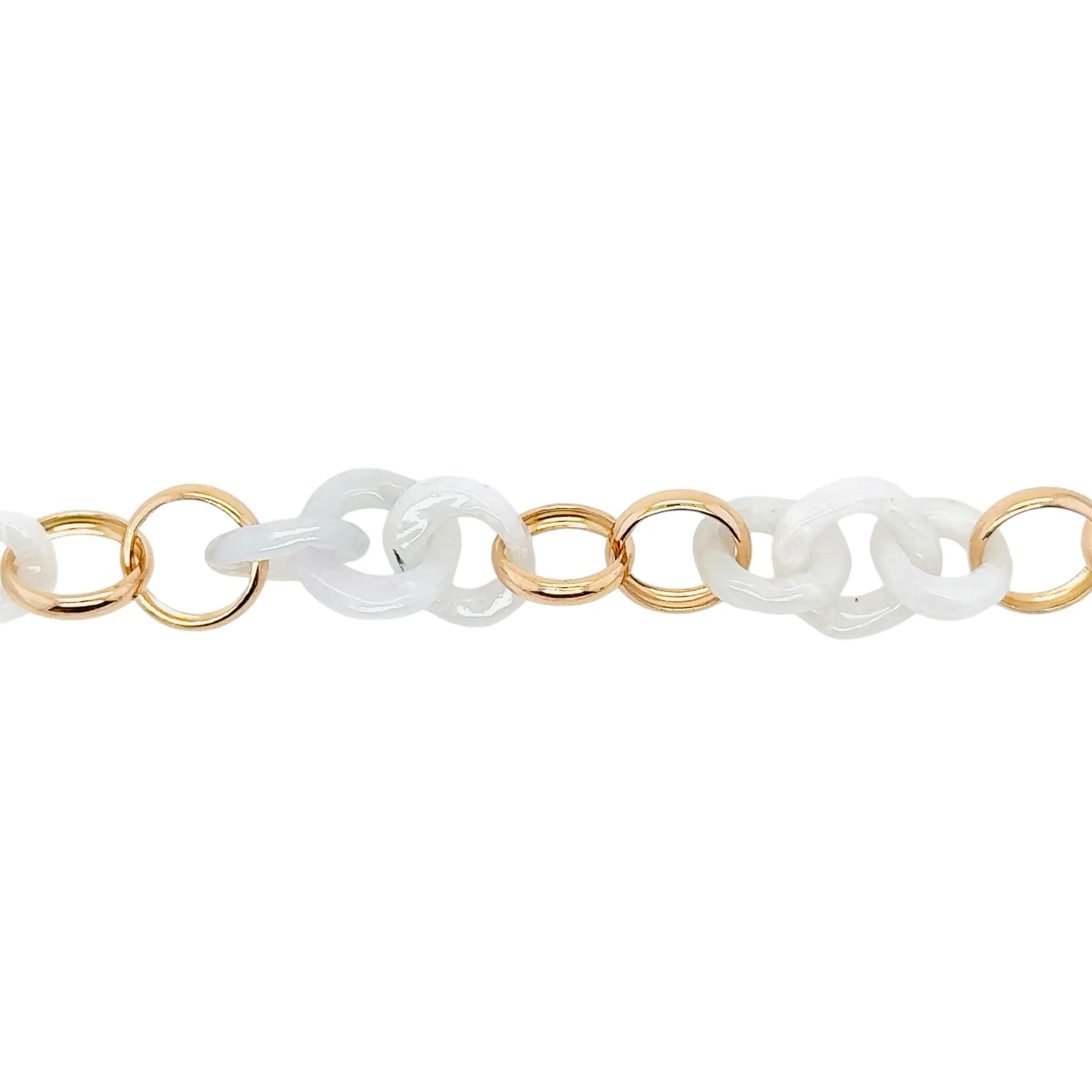 18kt Solid RG Heavy Links Burmese Jadeite Interlocking Bracelet