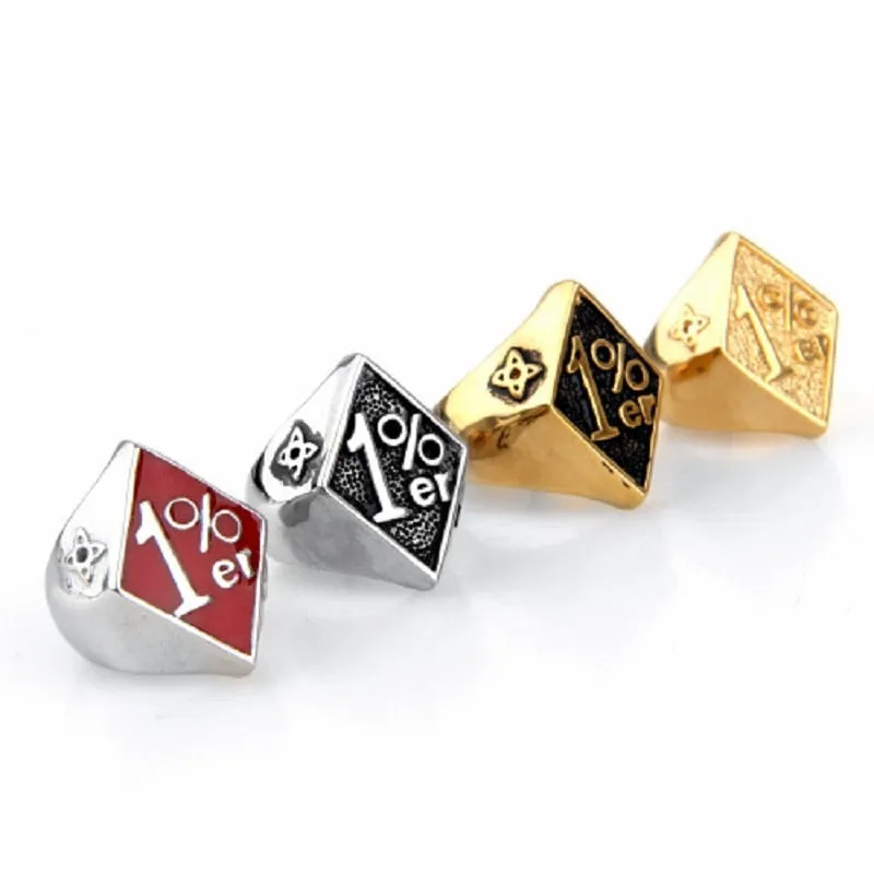 1%er One Percent Outlaw Biker Stainless Steel Ring