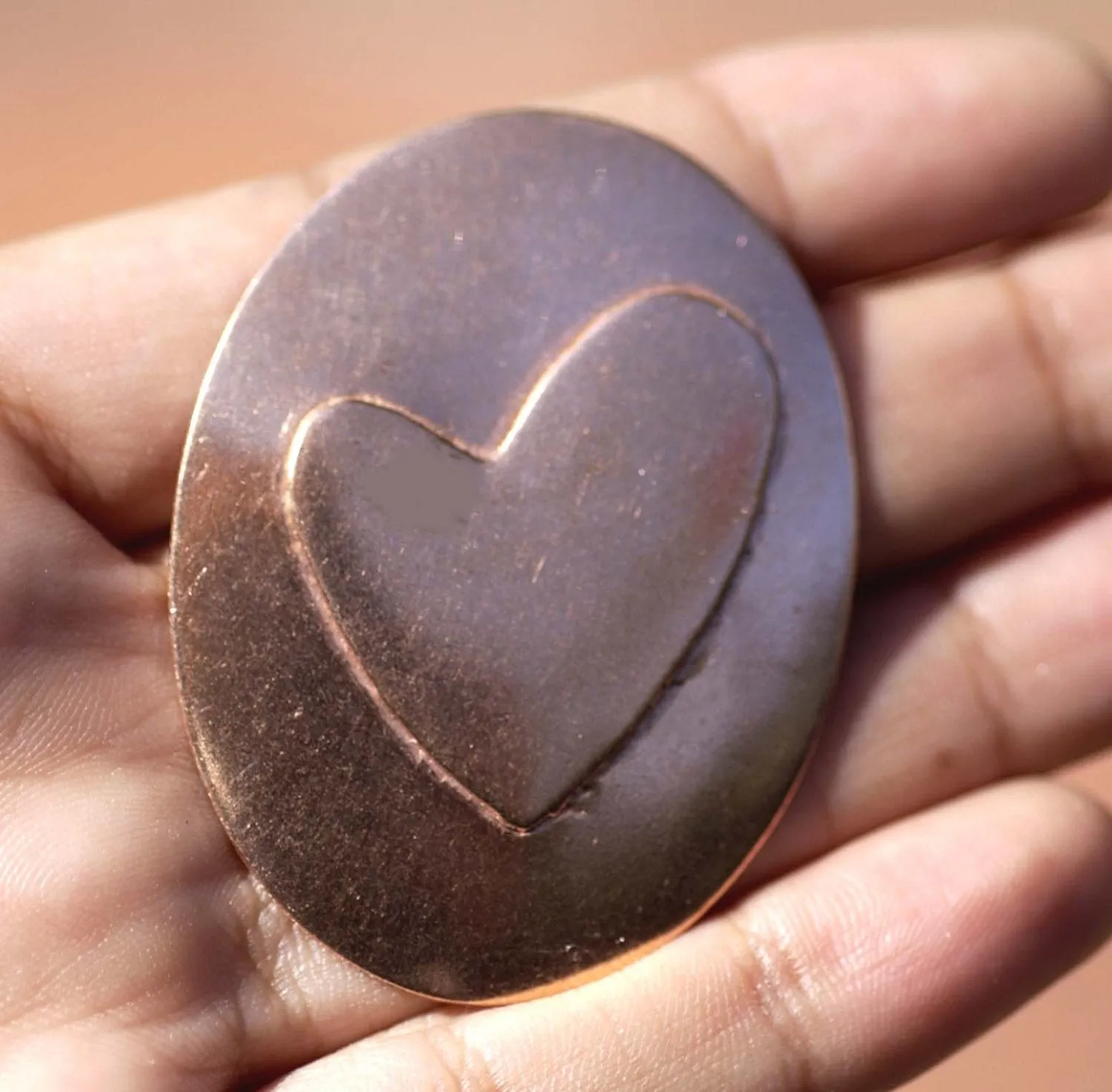 27mm x 30mm Heart Embossed on Oval Blanks Enameling Stamping Texturing