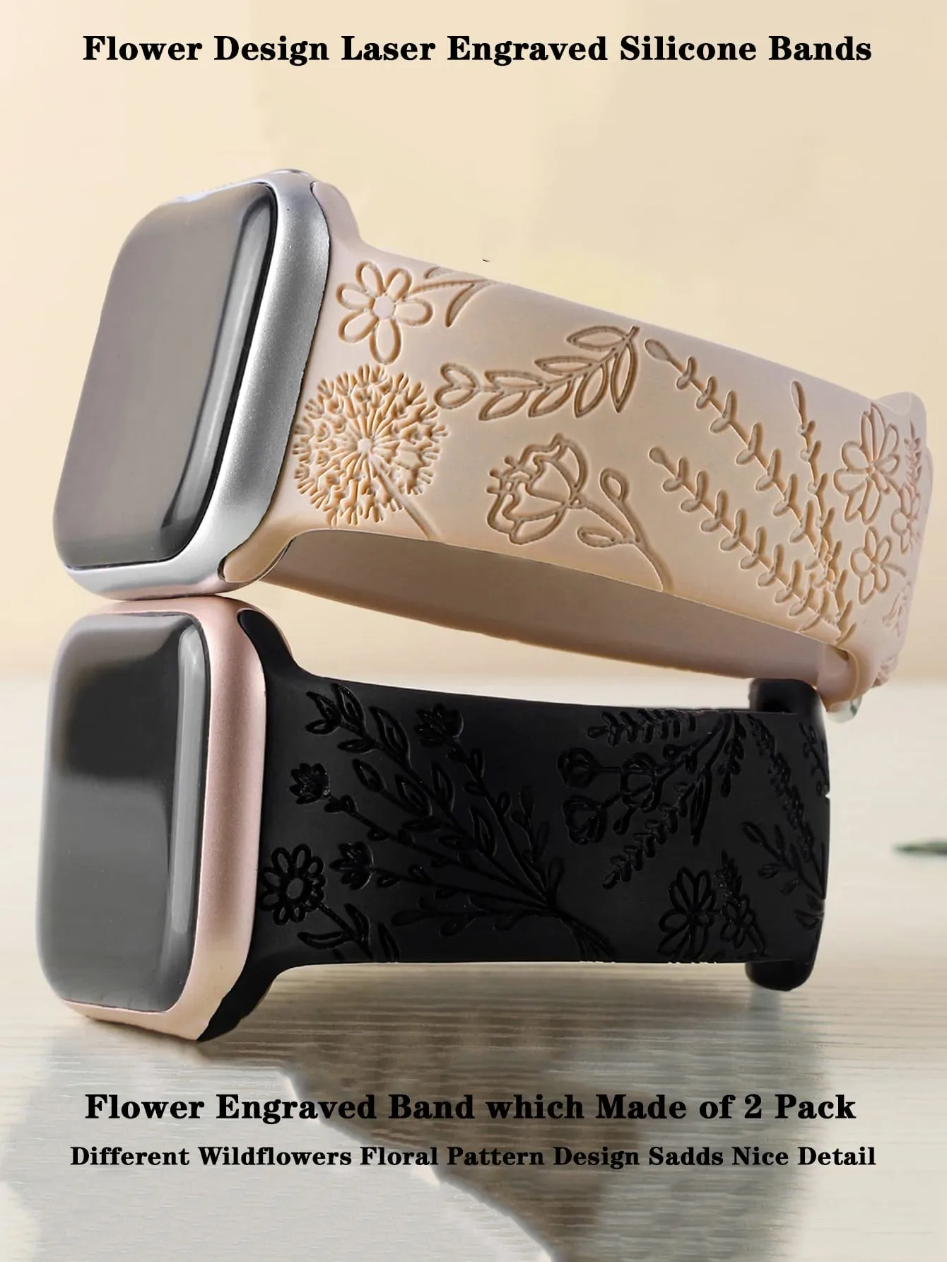 2pcs Flower Embossed  Watchband - Multicolor