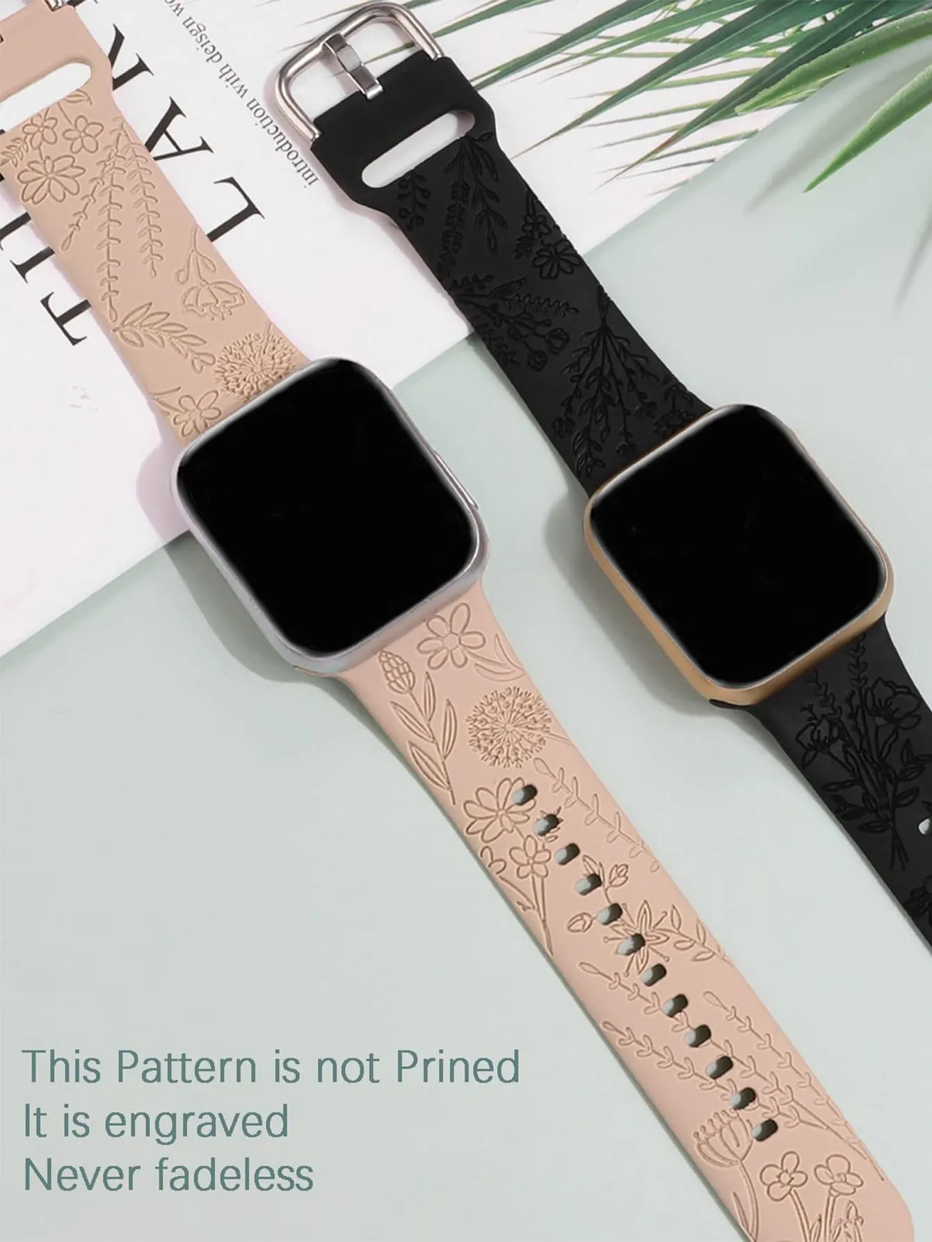 2pcs Flower Embossed  Watchband - Multicolor