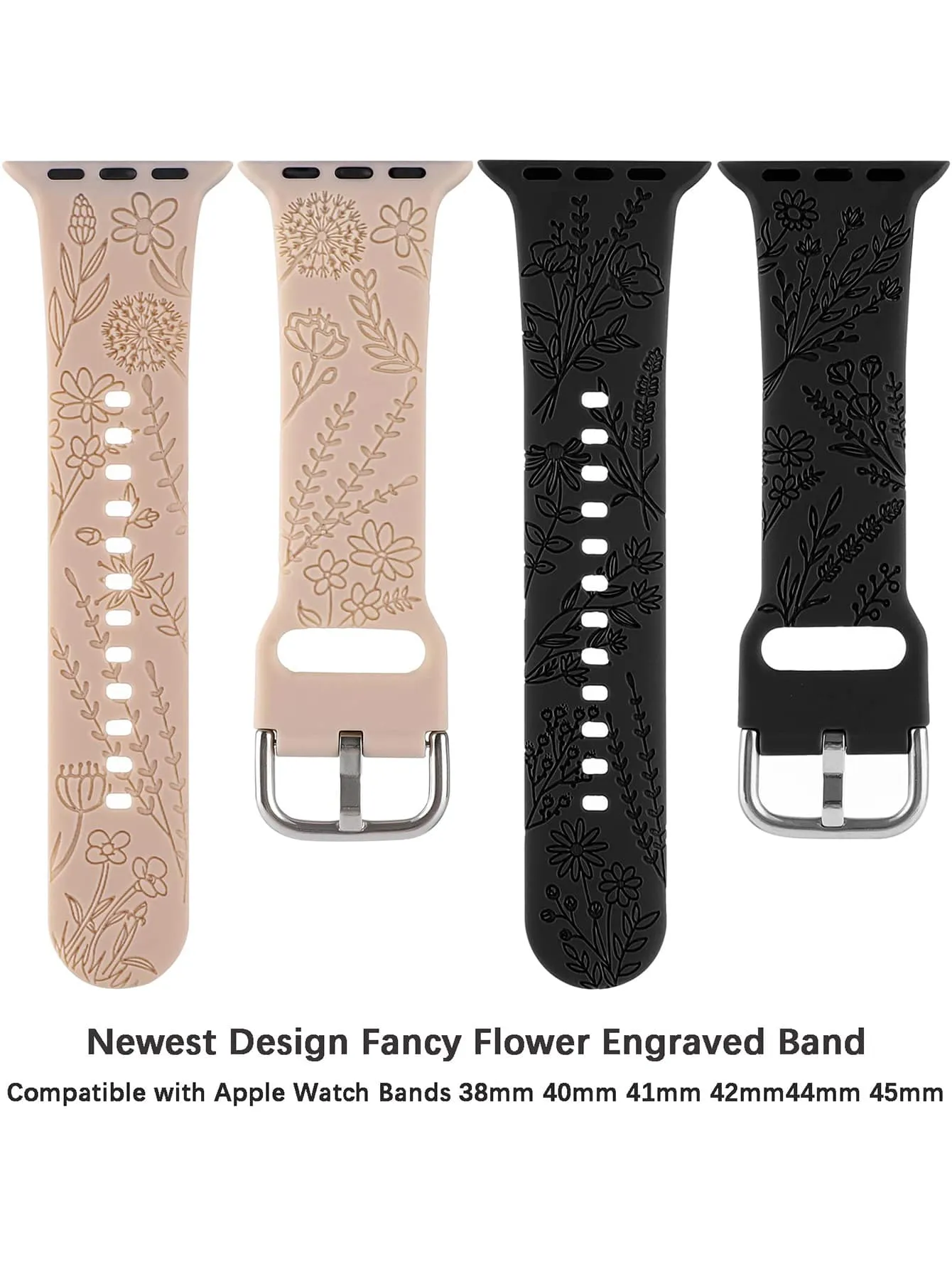 2pcs Flower Embossed  Watchband - Multicolor