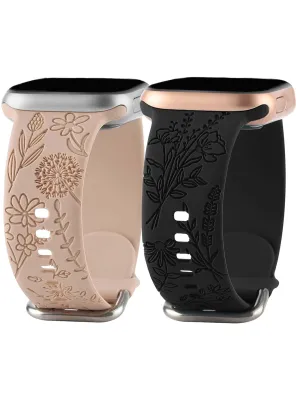2pcs Flower Embossed  Watchband - Multicolor