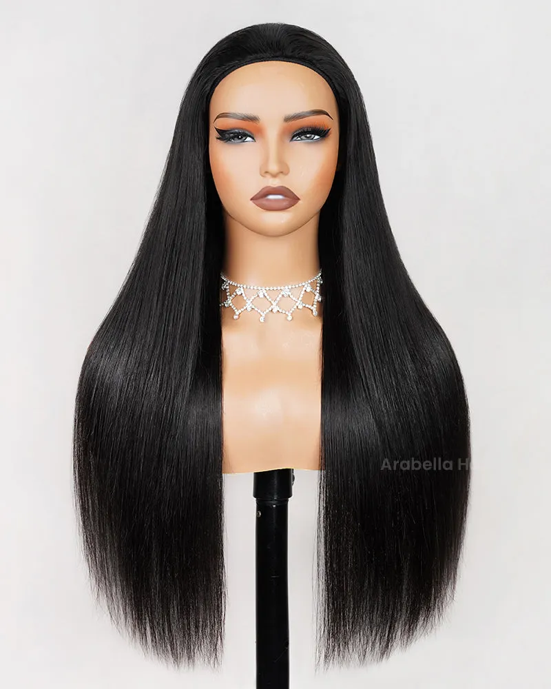 3 In 1 Half Wig Silky Straight Half Wig Or Up-Do Drawstring Cap Beginner-Friendly Human Hair Wigs