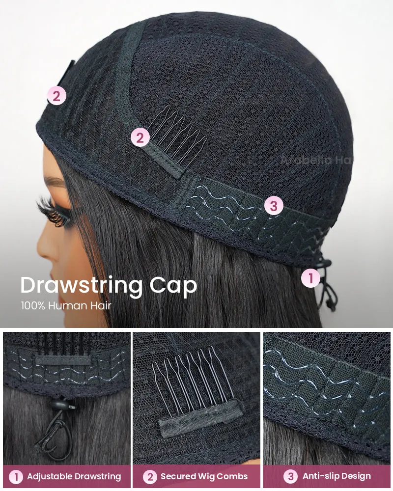 3 In 1 Half Wig Silky Straight Half Wig Or Up-Do Drawstring Cap Beginner-Friendly Human Hair Wigs