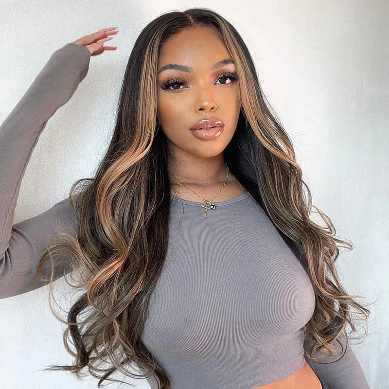 【30" Super Sale】Minimalist Color Series Glueless 13x4 Lace Front Pre-Bleached Knots Blonde and Brown Highlight Colored Body Wave/Straight Human Hair Wig