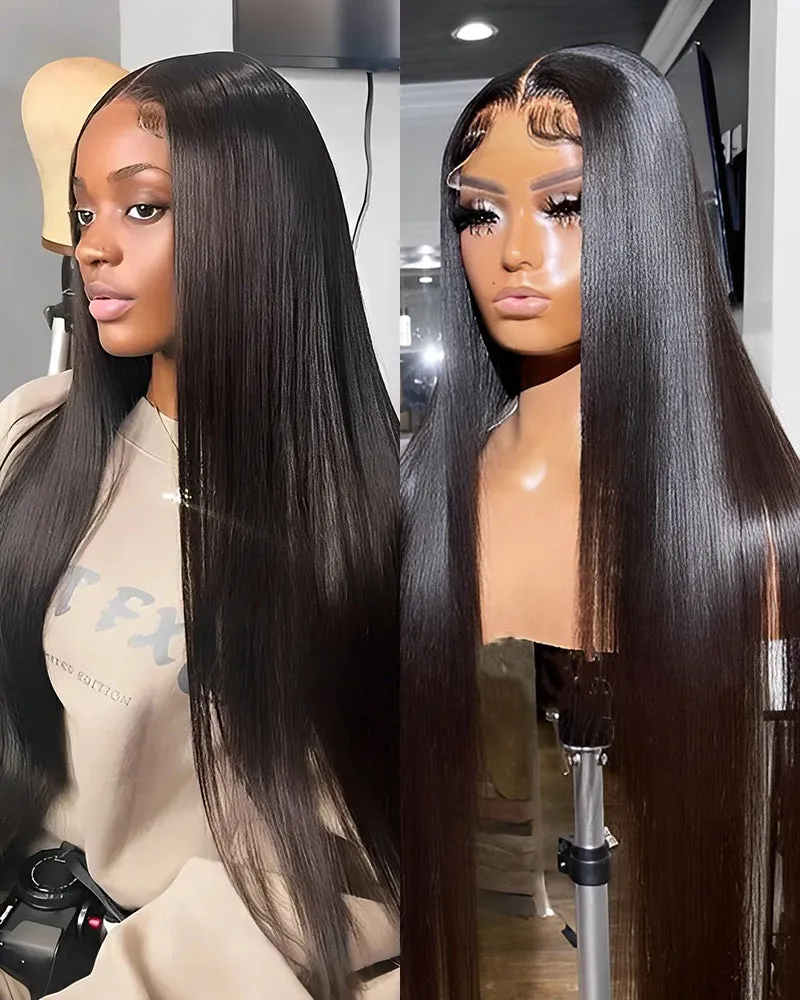 【30" Super Sale】Natural Black Body Wave/Straight 13x4 Lace Front Human Hair Wigs
