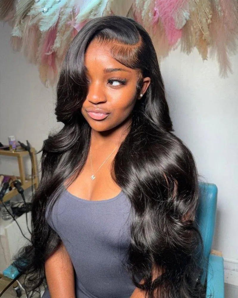 【30" Super Sale】Natural Black Body Wave/Straight 13x4 Lace Front Human Hair Wigs