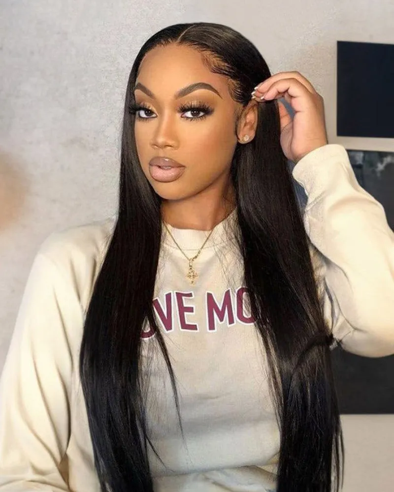 【30" Super Sale】Natural Black Body Wave/Straight 13x4 Lace Front Human Hair Wigs