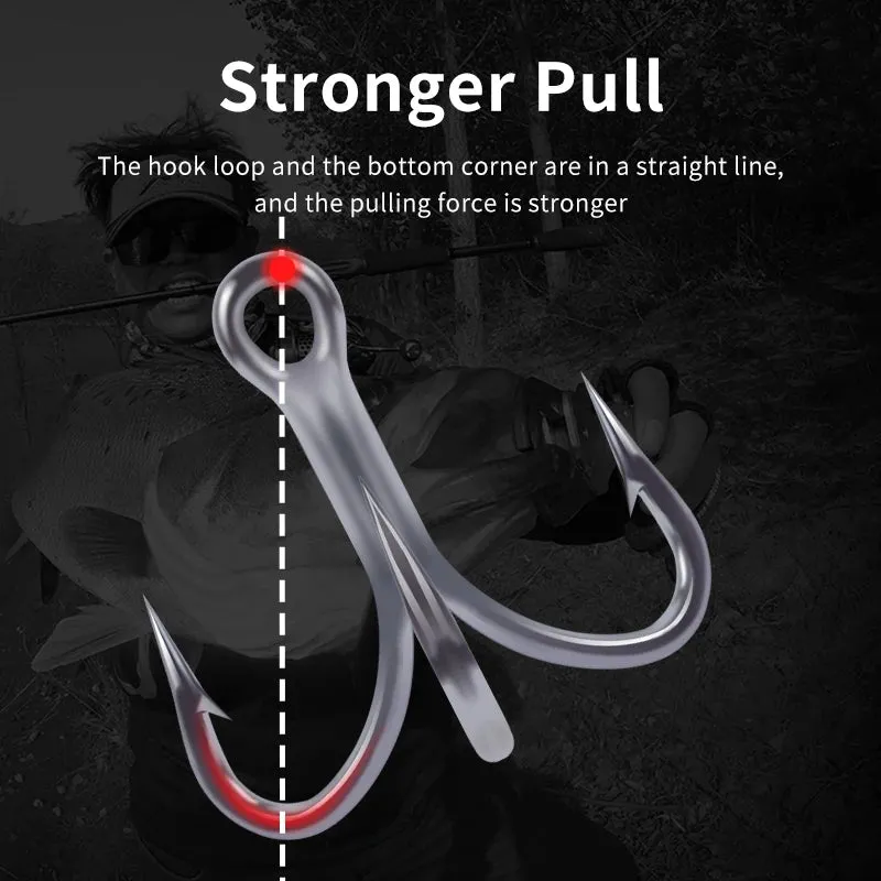 3X Carbon Steel Strong Treble Hooks Fishing Tackle Hook High Strength stainless