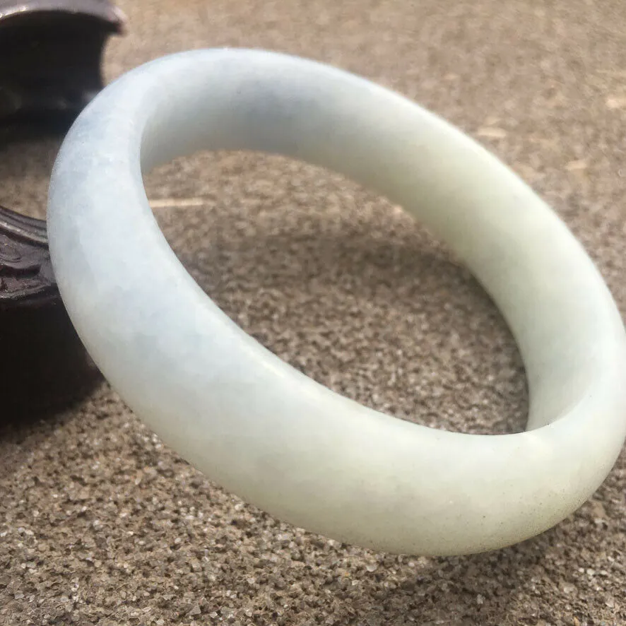 54/55/56mm Certified Natural Lavender Jadeite Emerald A*Jade HandCarved Lucky Bracelet Bangle GX318