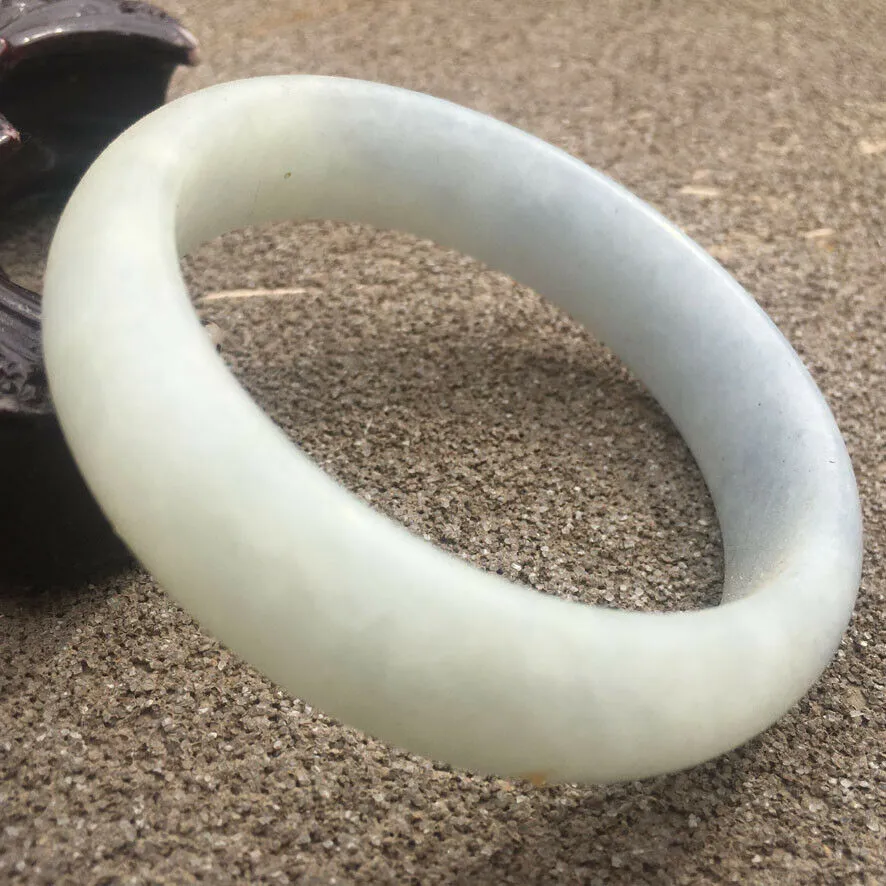54/55/56mm Certified Natural Lavender Jadeite Emerald A*Jade HandCarved Lucky Bracelet Bangle GX318
