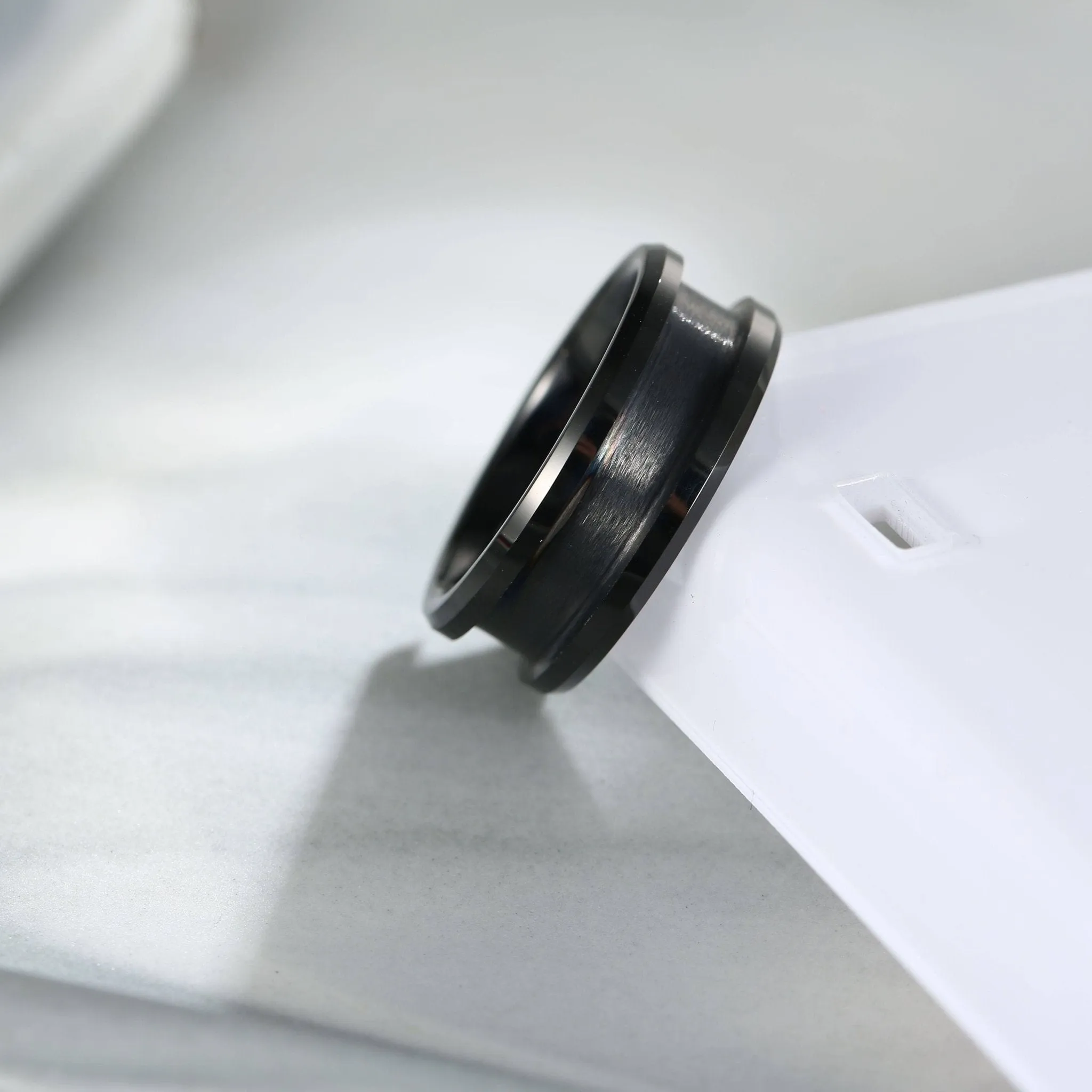 8mm/6mm Black Blank Channel Tungsten Carbide Wedding Band for Men & Women