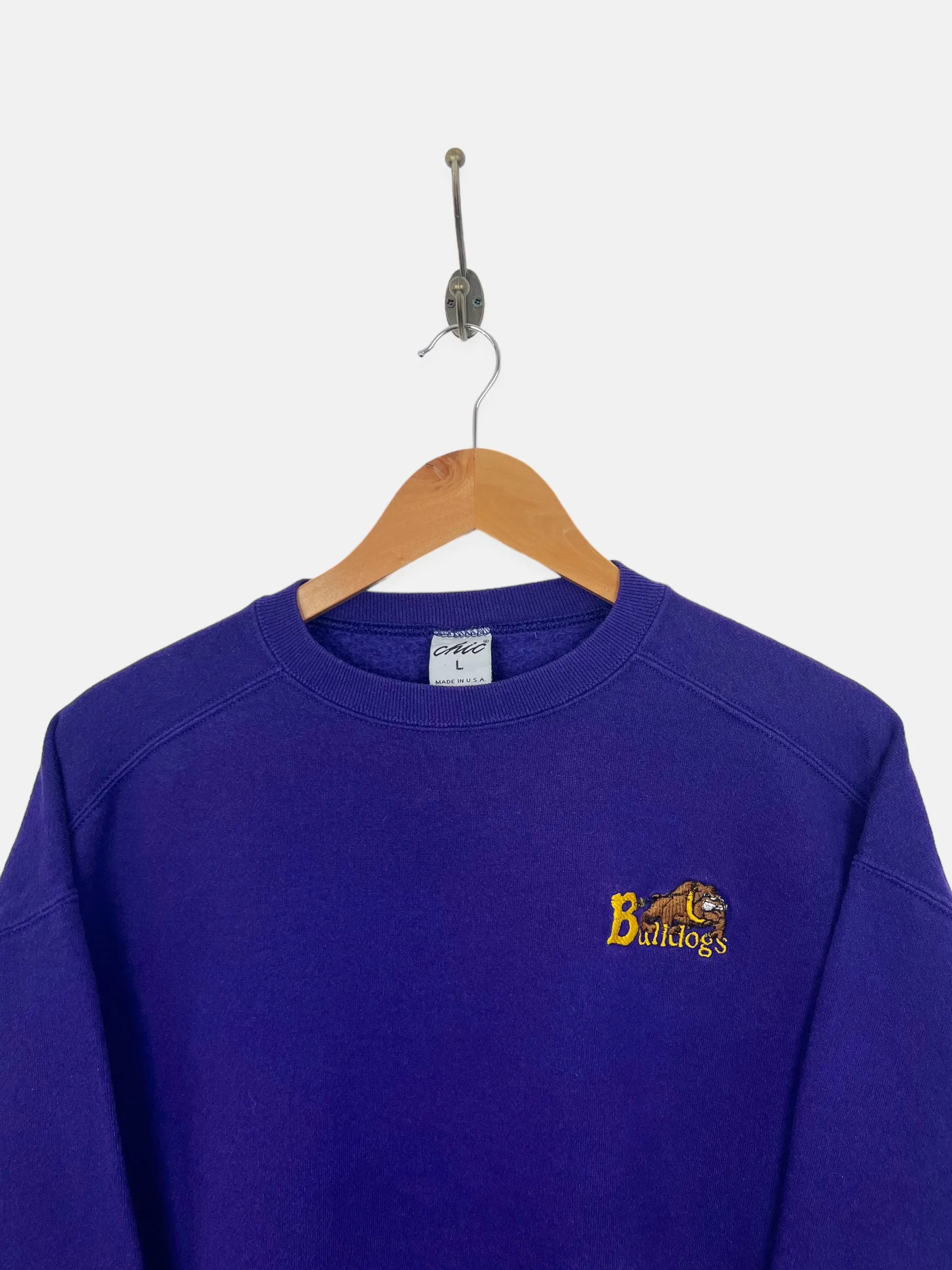 90's Bulldogs USA Made Embroidered Vintage Sweatshirt Size 10
