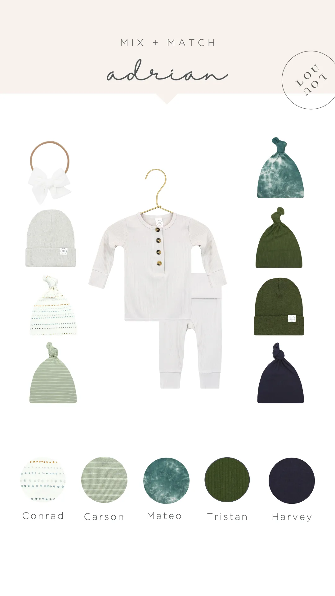 Adrian Ribbed Newborn Hat Bundle (Top   Bottom)