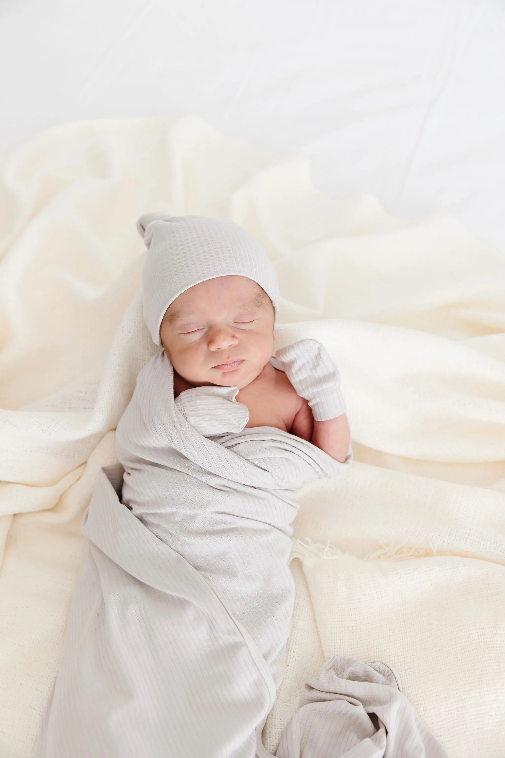 Adrian Ribbed Newborn Hat Bundle (Top   Bottom)