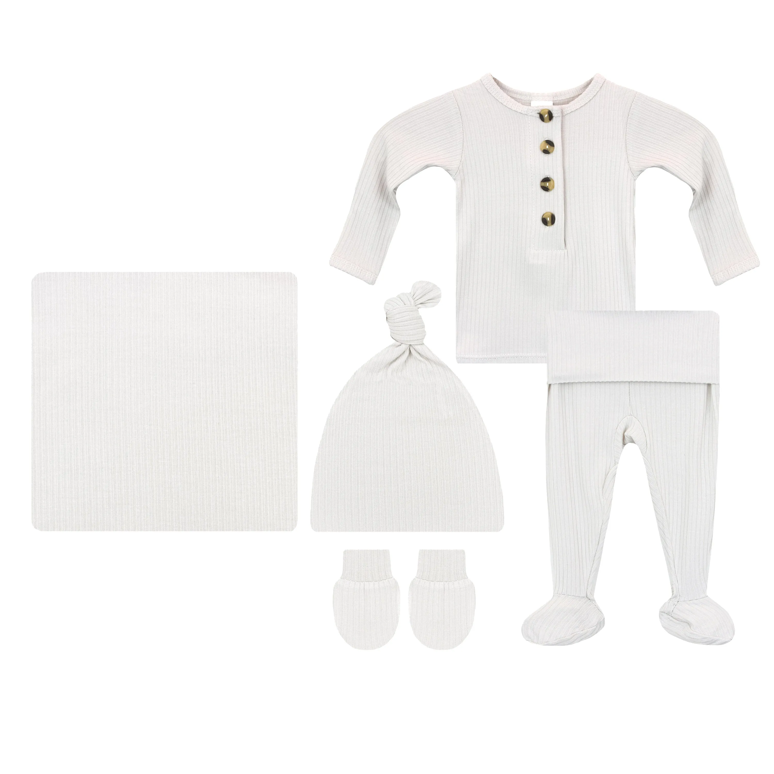 Adrian Ribbed Newborn Hat Bundle (Top   Bottom)