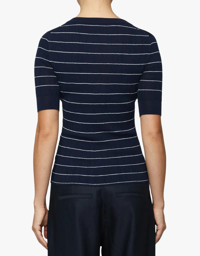 A.L.C. Francis Fine Cotton Knit Top in Navy & Bright White