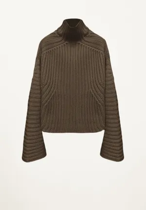 Amelia Ribbed Pullover in Army